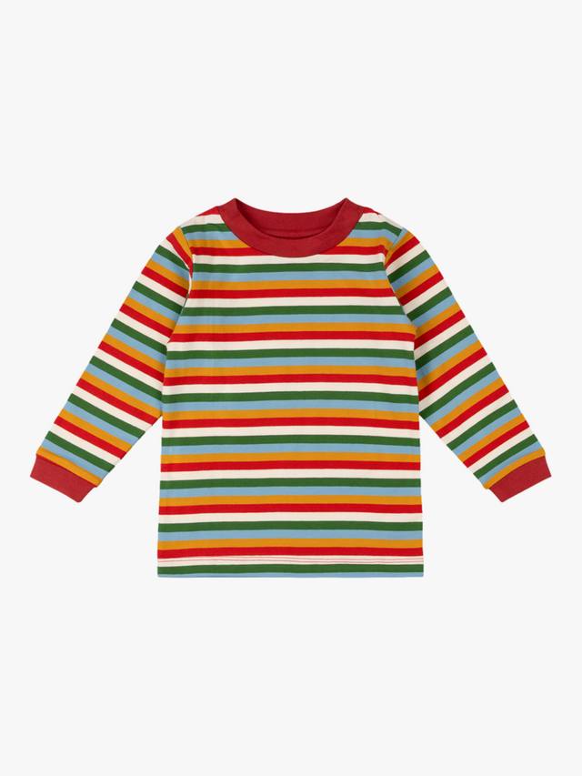 

Детская осенняя футболка в полоску rainbow из хлопковой смеси Little Green Radicals
