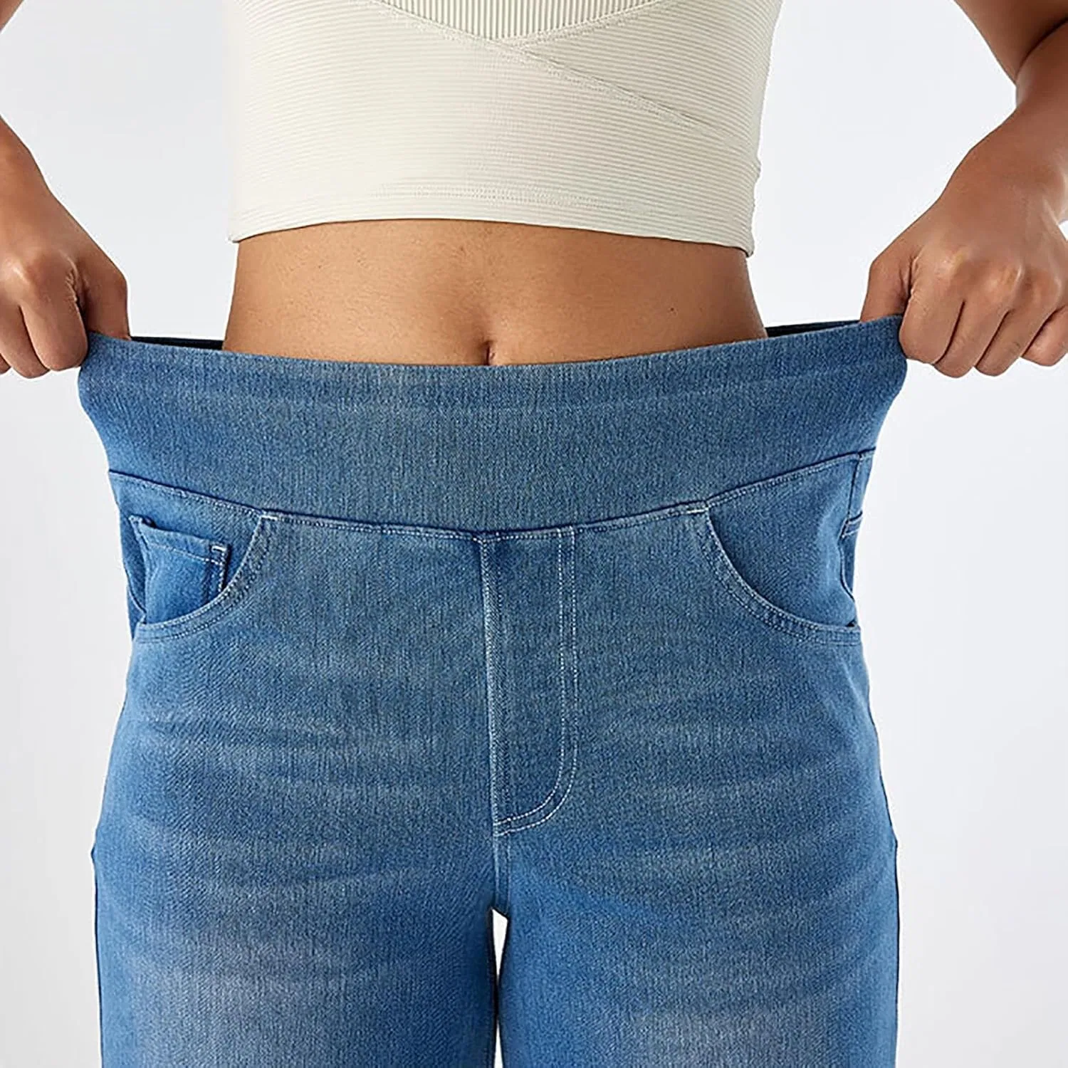Джинсы свободные, Sky Blue, Women's Wide Leg Jeans — фото 4