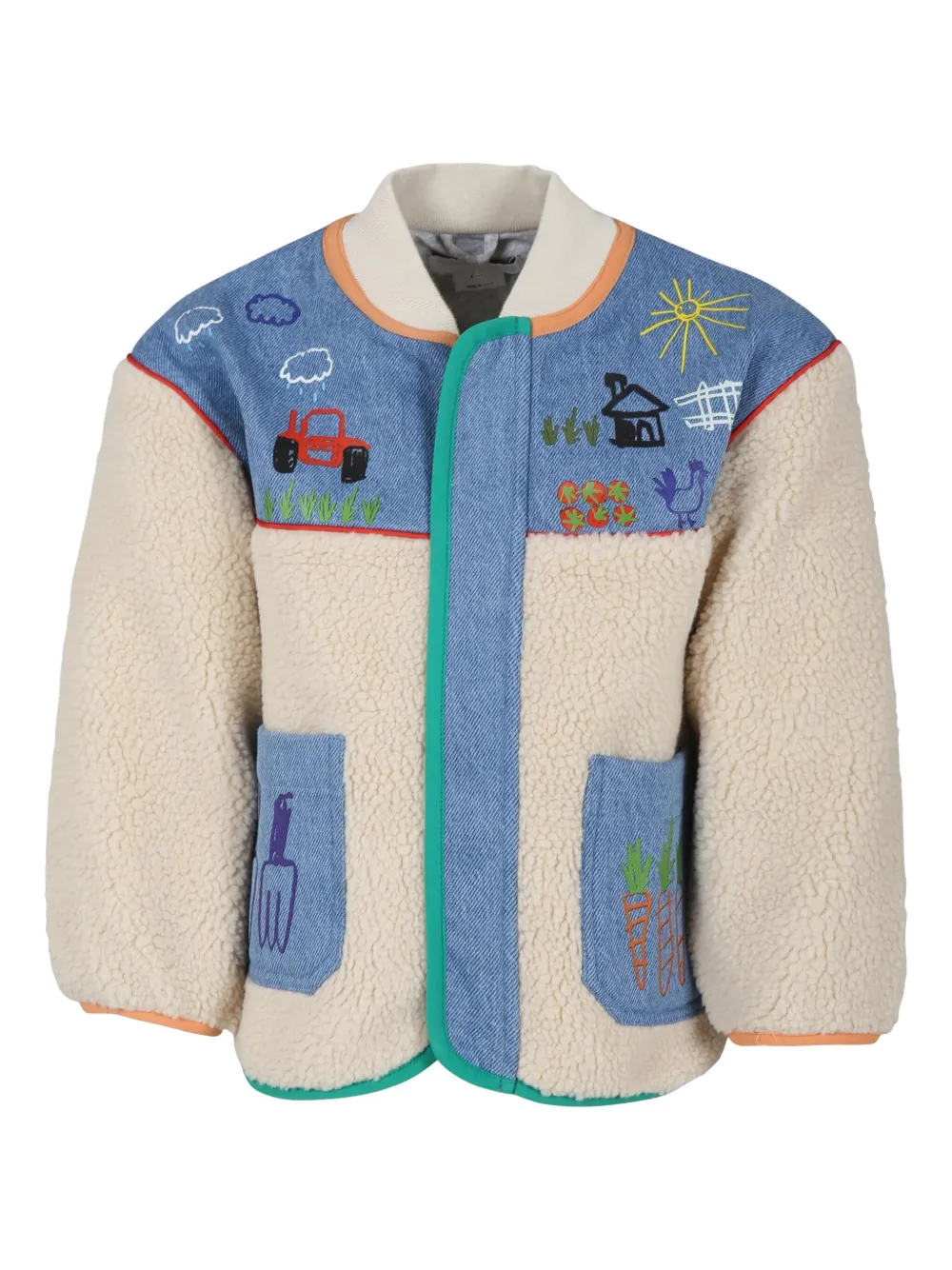 

Куртка из искусственного меха с джинсовой отделкой Stella McCartney Kids, нейтральный
