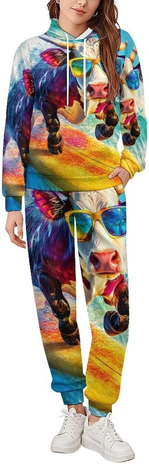 Спортивный костюм с принтом Funny Cow Ocean Surfing, 2 предмета, серый — фото 3