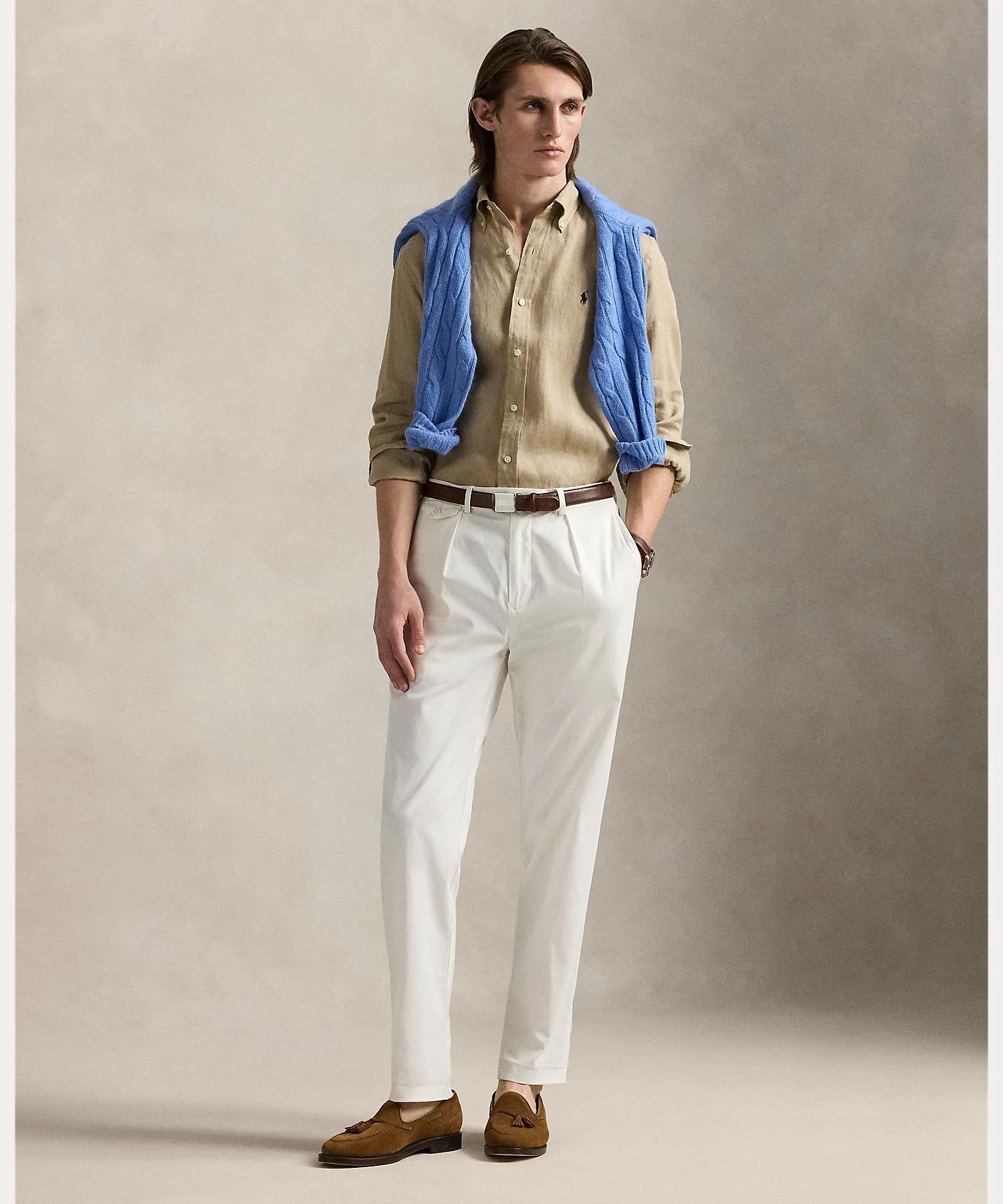 Классическая льняная рубашка Polo Ralph Lauren, 250 Brown — фото 3