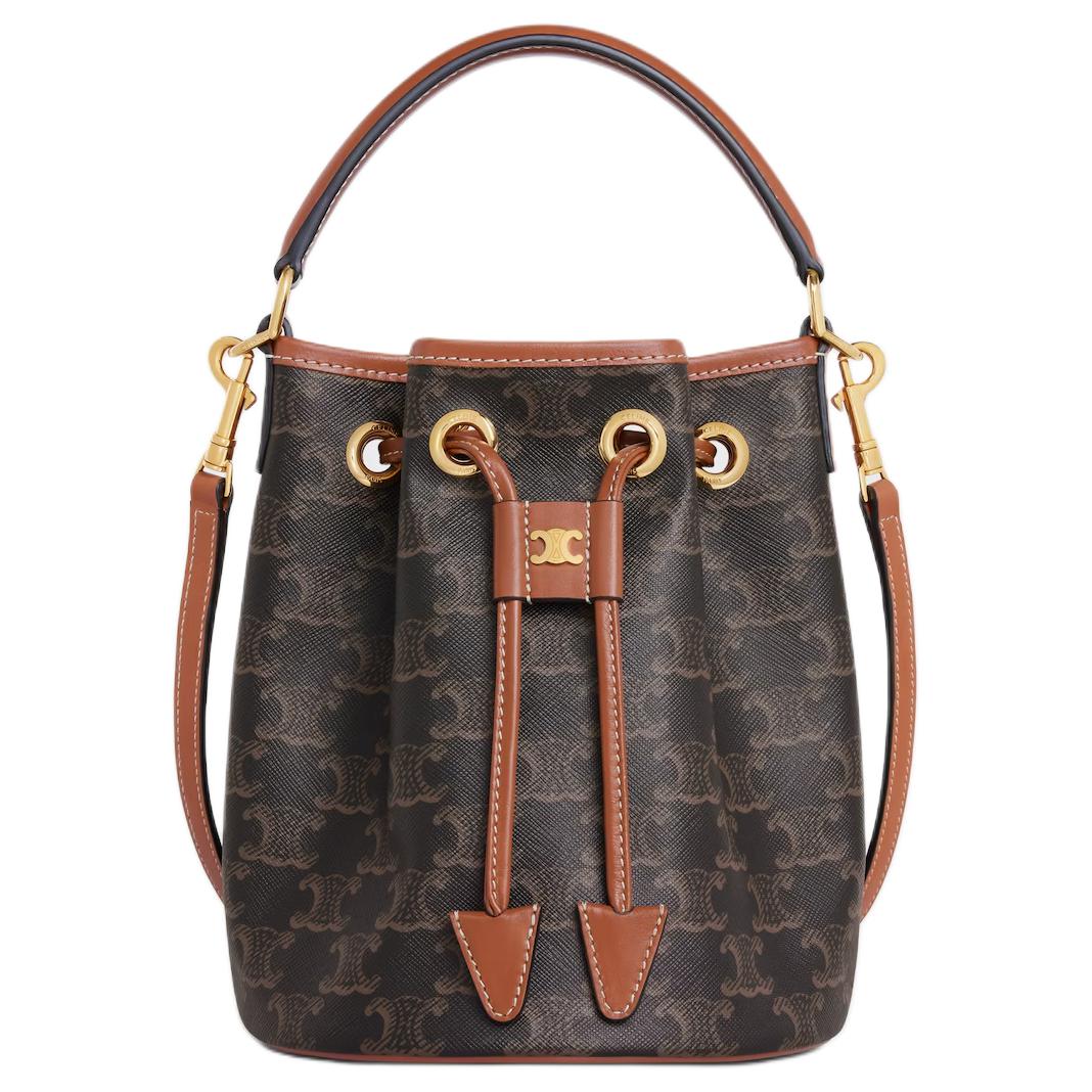 

CELINE Кожаная сумка ведро через плечо кроссбоди женская рыжая