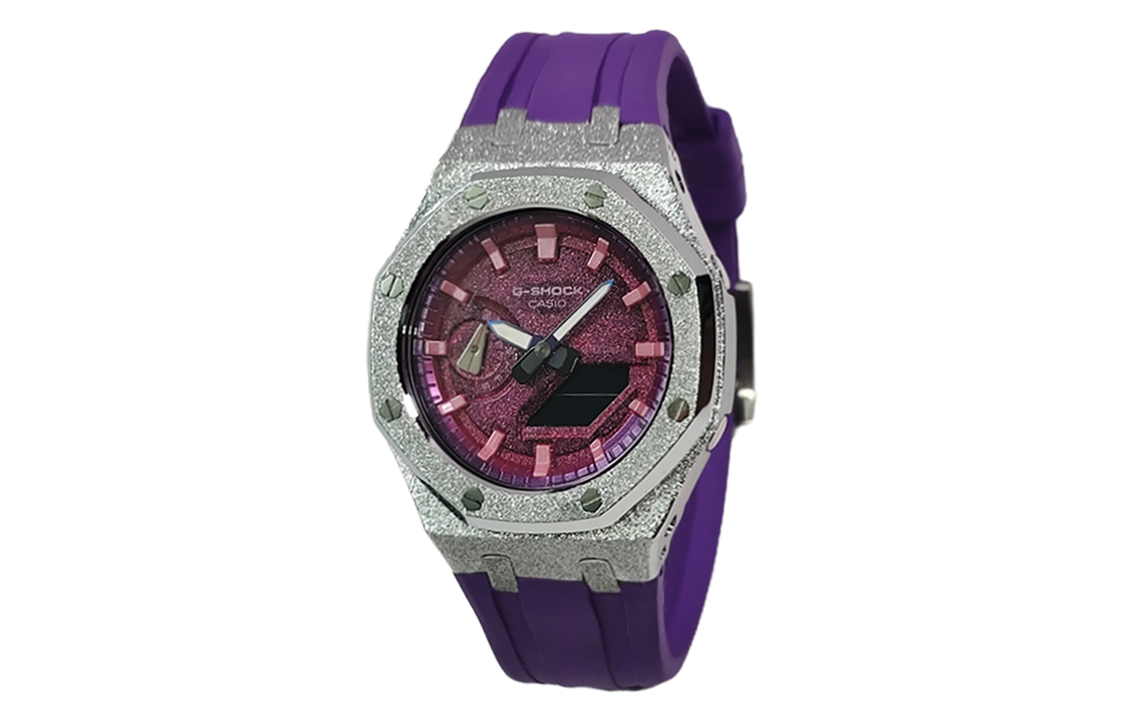 

CASIO Часы Retrofit Series GA2100 Collection Quartz Movement Fluoroelastomer Strap Watch Men's Watch Purple Watch Dial
