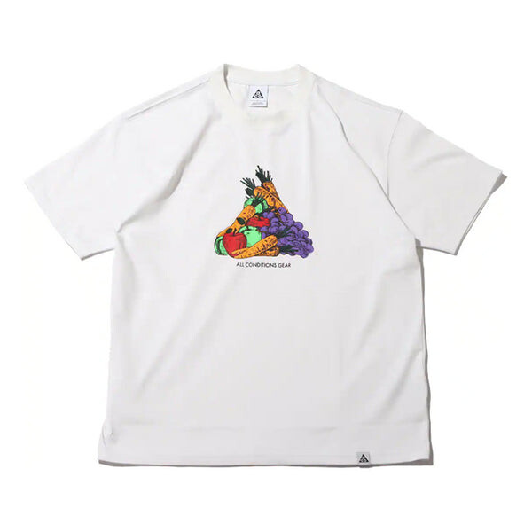 

Футболка Nike ACG Solid Color Cartoon Fruit Printing Round Neck Casual Short Sleeve White, мультиколор