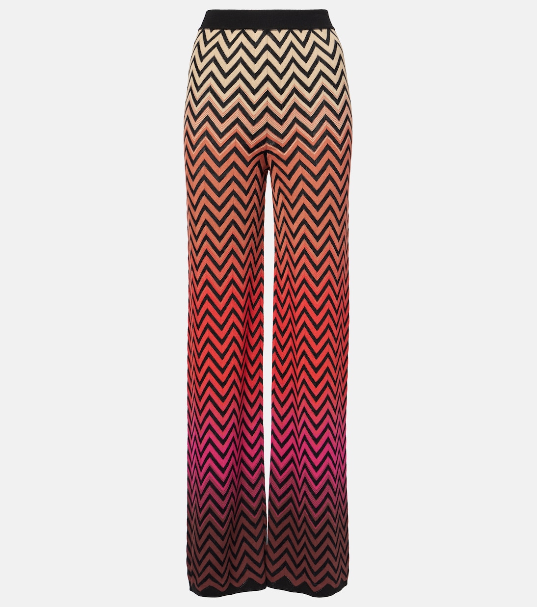 

Брюки-палаццо с зигзагообразным узором из хлопковой смеси Missoni, Multicolor Black Red Fucsia Brown