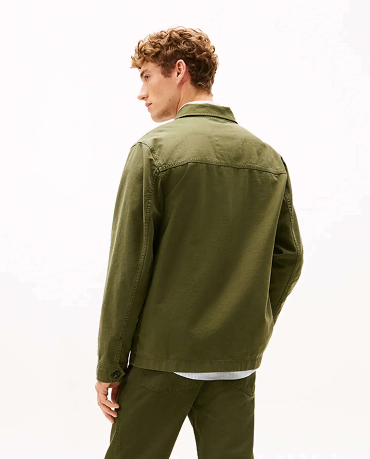 Мужская рубашка-пиджак с гладкой тканью и эффектом стирки Tommy Hilfiger, Verde Militar — фото 2