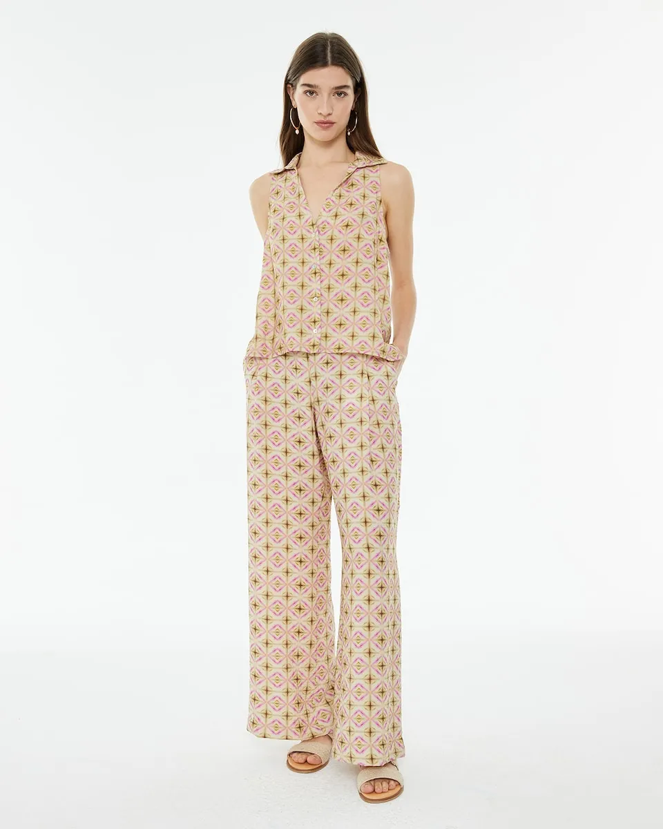 

Женские брюки-клеш с геометрическим принтом и боковыми карманами System Action, многоцветный