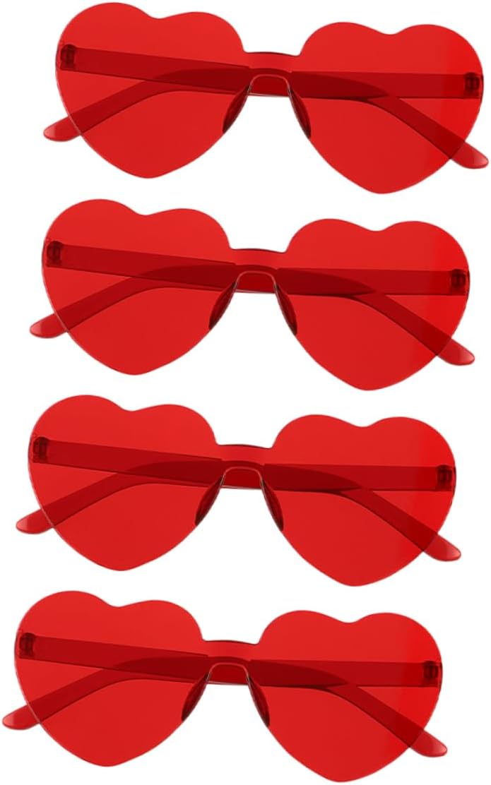 

4 пары солнцезащитных очков в форме сердца без оправы. Стильные очки без оправы для пляжных вечеринок. Уникальные прозрачные солнцезащитные очки желейного цвета для мужчин и женщин Holibanna