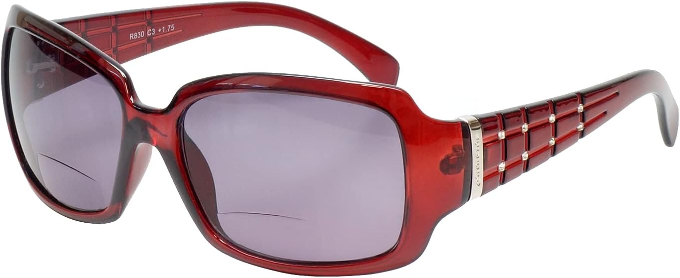 

Солнцезащитные очки Calabria 830 увеличенного размера с поляризованными бифокальными линзами +1.00, винно-красные, женские, для чтения, с бифокальными линзами и кристальными акцентами, Wine