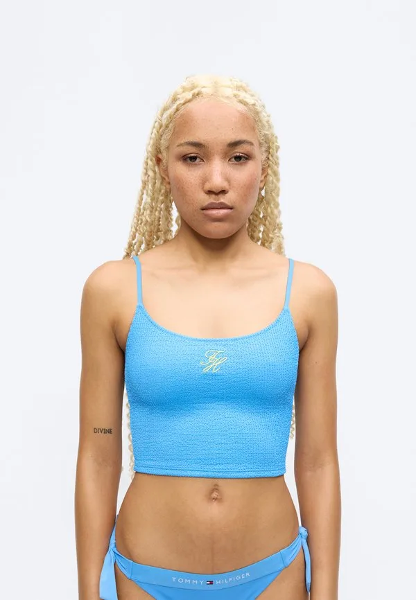 Топ от бикини с жатой текстурой, очень узкий Tommy Hilfiger, Copenhagen Blue — фото 3