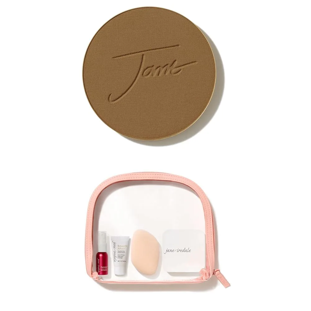 Набор многоразовых компактных пудр Jane Iredale PurePressed Base Mineral Foundation | Полуматовая прессованная пудра с SPF | Без талька, веганский продукт, не тестируется на животных, Bittersweet