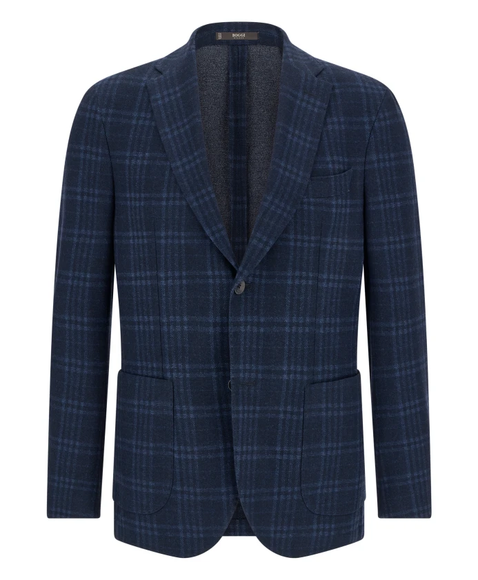 

Блейзер из шерстяного трикотажа «Принц Уэльский» Boggi Milano, синий