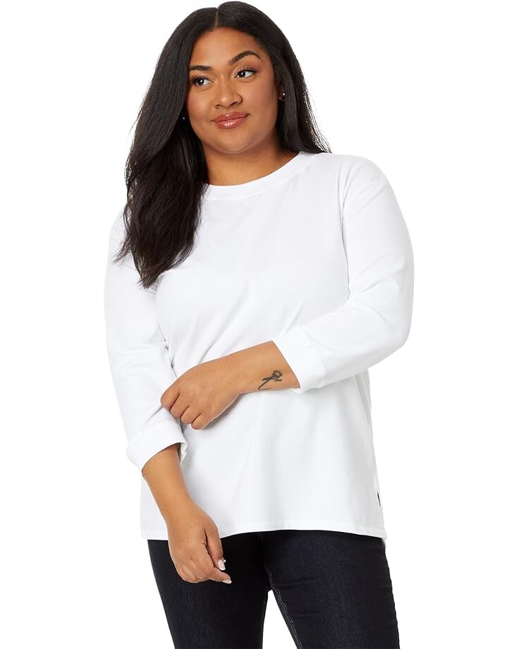 

Свитер Mod-o-doc 3/4 Sleeve Hi-Lo Sweatshirt with Side Slits, белый