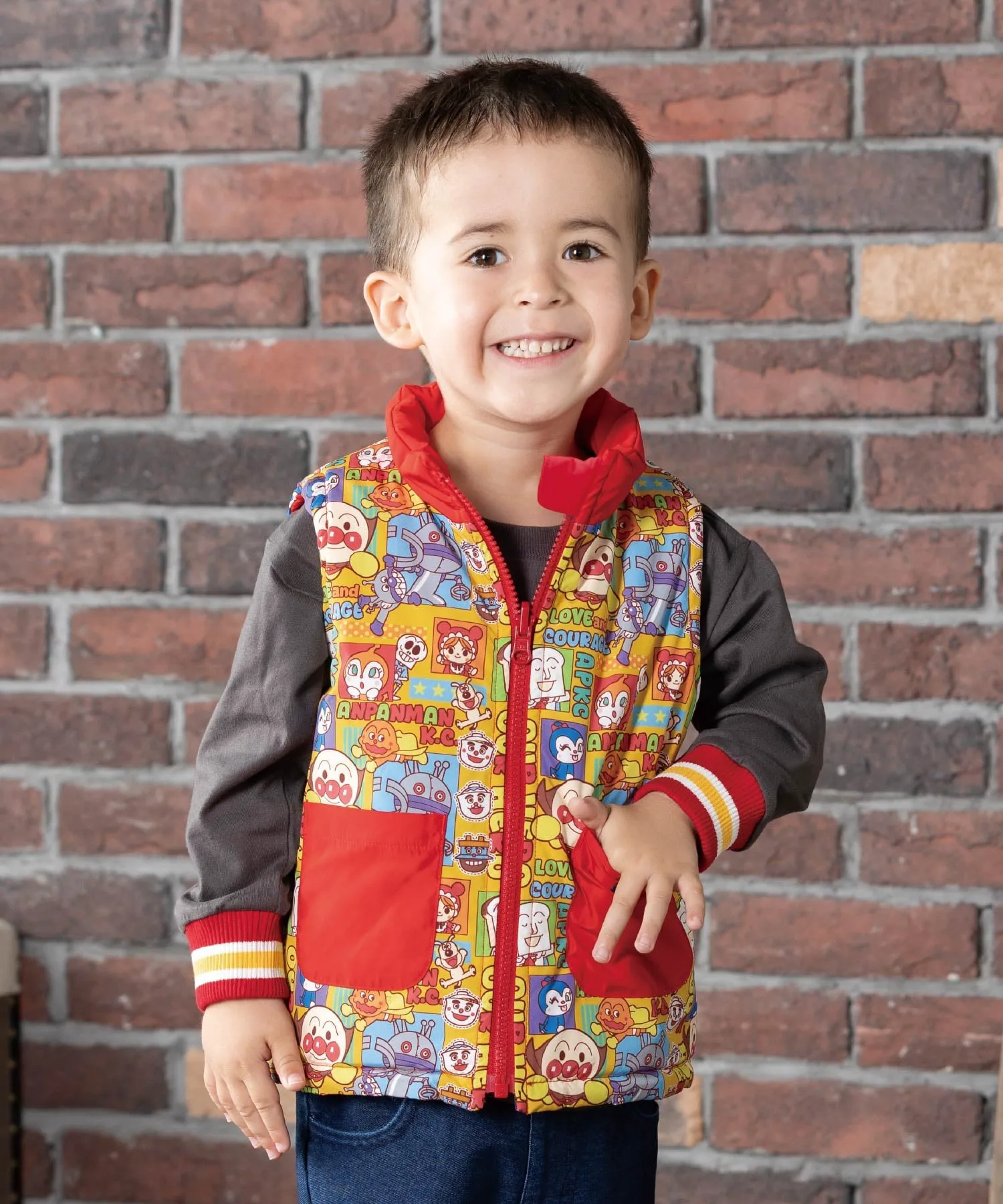 Детская коллекция ANPANMAN/(K) Двусторонний жилет Switch Anpanman Kids Collection, Red — фото 3