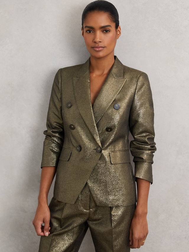 

Синна однобортная куртка из хлопковой смеси Reiss, Gold