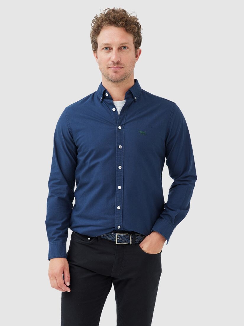 

Rodd & Gunn Cotton Oxford Slim Fit Хлопковая рубашка с длинными рукавами, Темно-синий