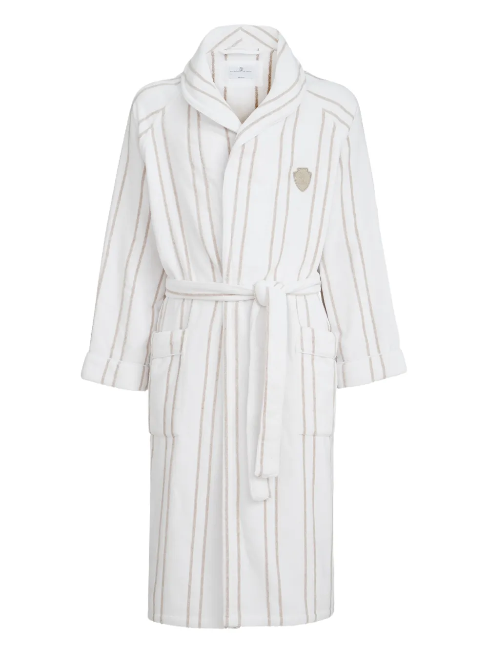 

Полосатый халат с логотипом Brunello Cucinelli, белый