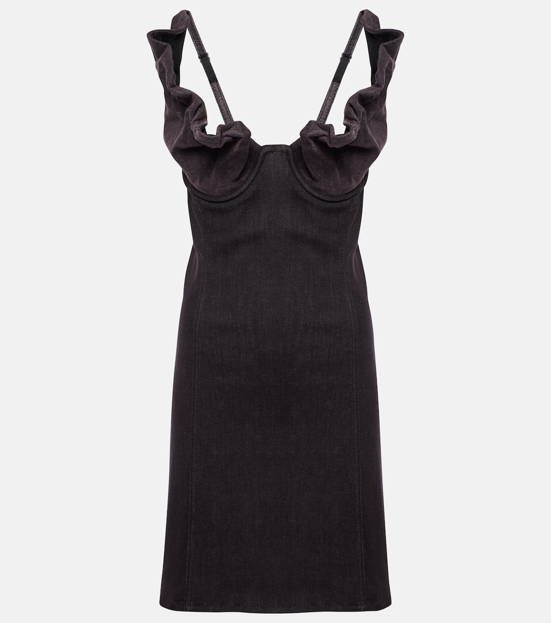 

Мини-платье из денима с оборками Y/Project, Black Purple