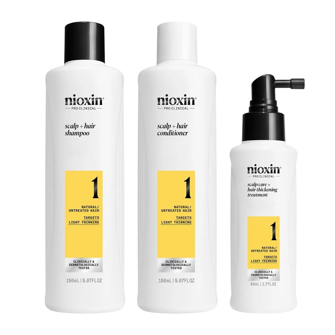 Набор NIOXIN Scalp + Hair Thickening System для натуральных, окрашенных и поврежденных волос с легким и прогрессирующим истончением, укрепляет и повышает густоту с ниацинамидом и биотином, запас на 1 месяц, 1 Month Supply | Trial Size