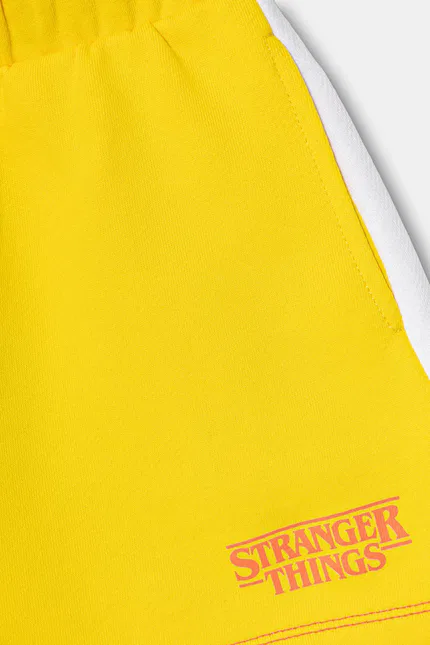 Шорты спортивные из хлопка United Colors of Benetton, желтый — фото 3