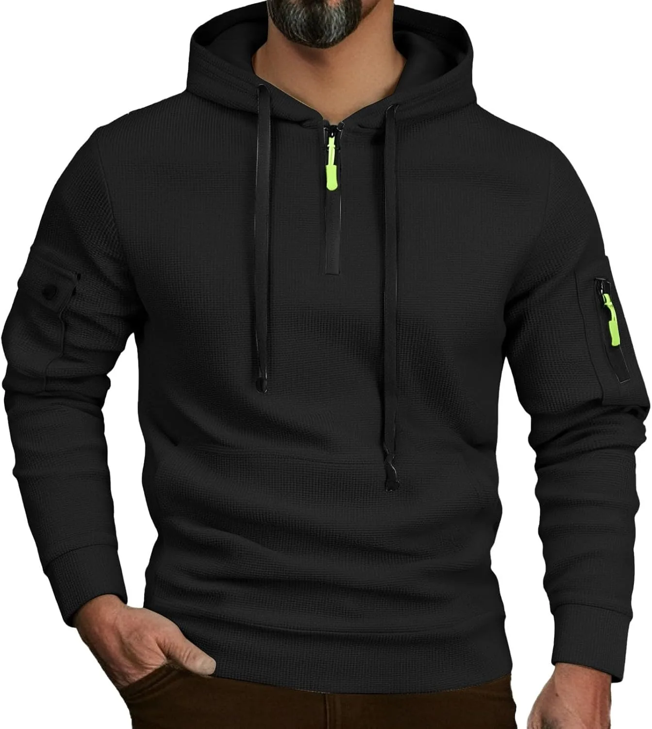 Куртка-толстовка Quarter Zip Tactical для мужчин Big and Tall с капюшоном и карманами — фото 2