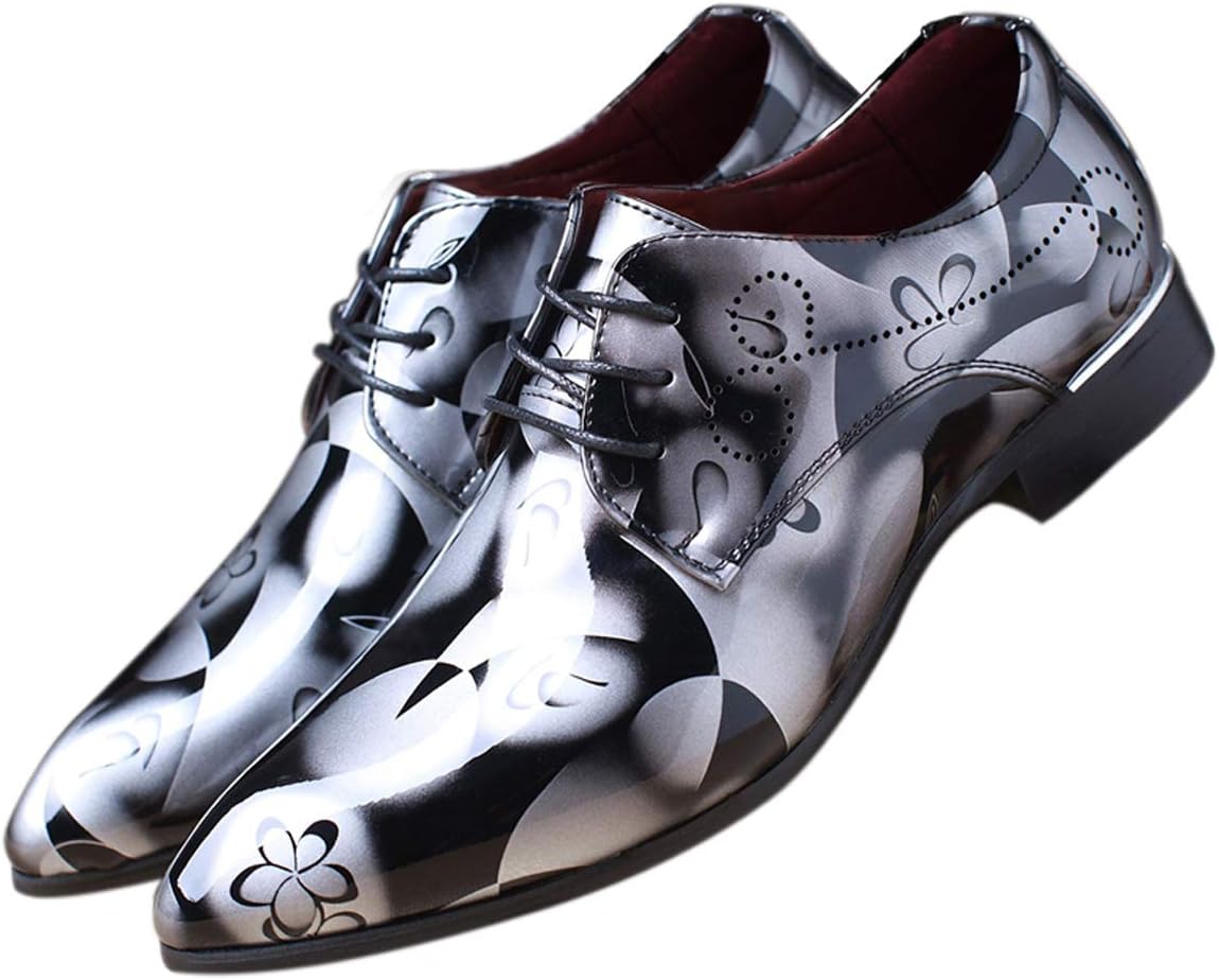 

Мужская модная обувь оксфорды с заостренным носком, цветочные, из лакированной кожи, на шнуровке, черные, коричневые, красные, серые Santimon, серый
