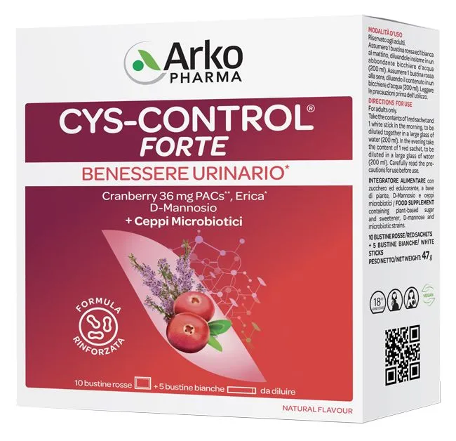 

Arkopharma Cys-Control Forte 15 пакетиков по 56 г со вкусом малины.