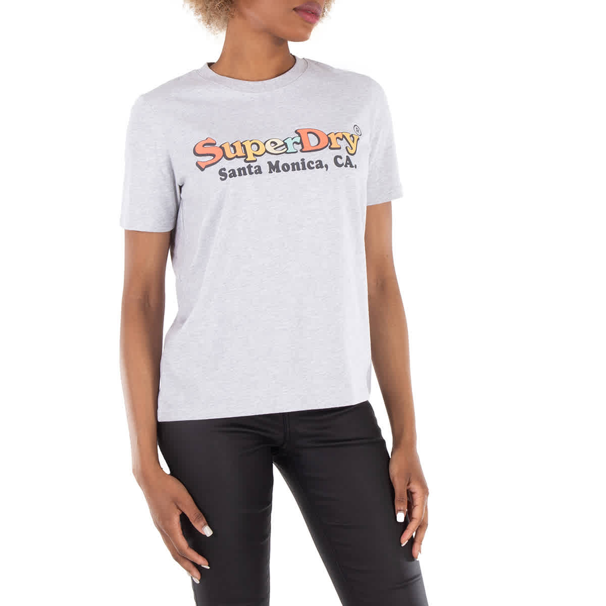 Superdry Футболка из хлопка с радужным логотипом, серый — фото 2