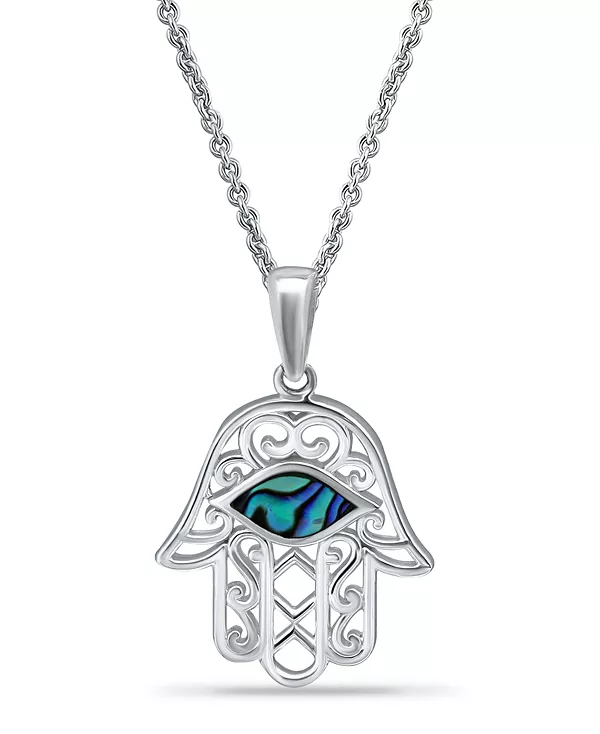 

Ожерелье с хамсой и инкрустацией из морских ушек Macy'S, silver