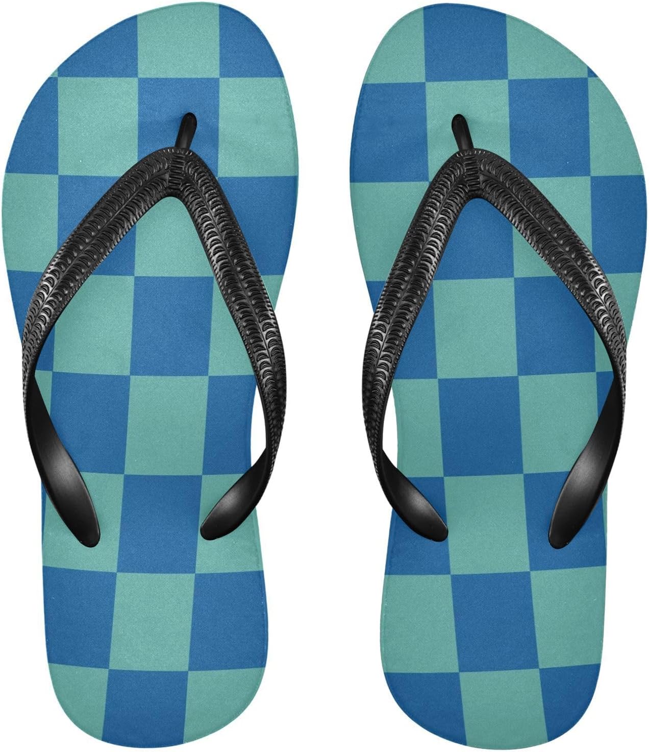 

Вьетнамки на пляж с клетчатым узором бирюзового цвета, резиновые, противоскользящие, летние, для женщин и мужчин Sinestour