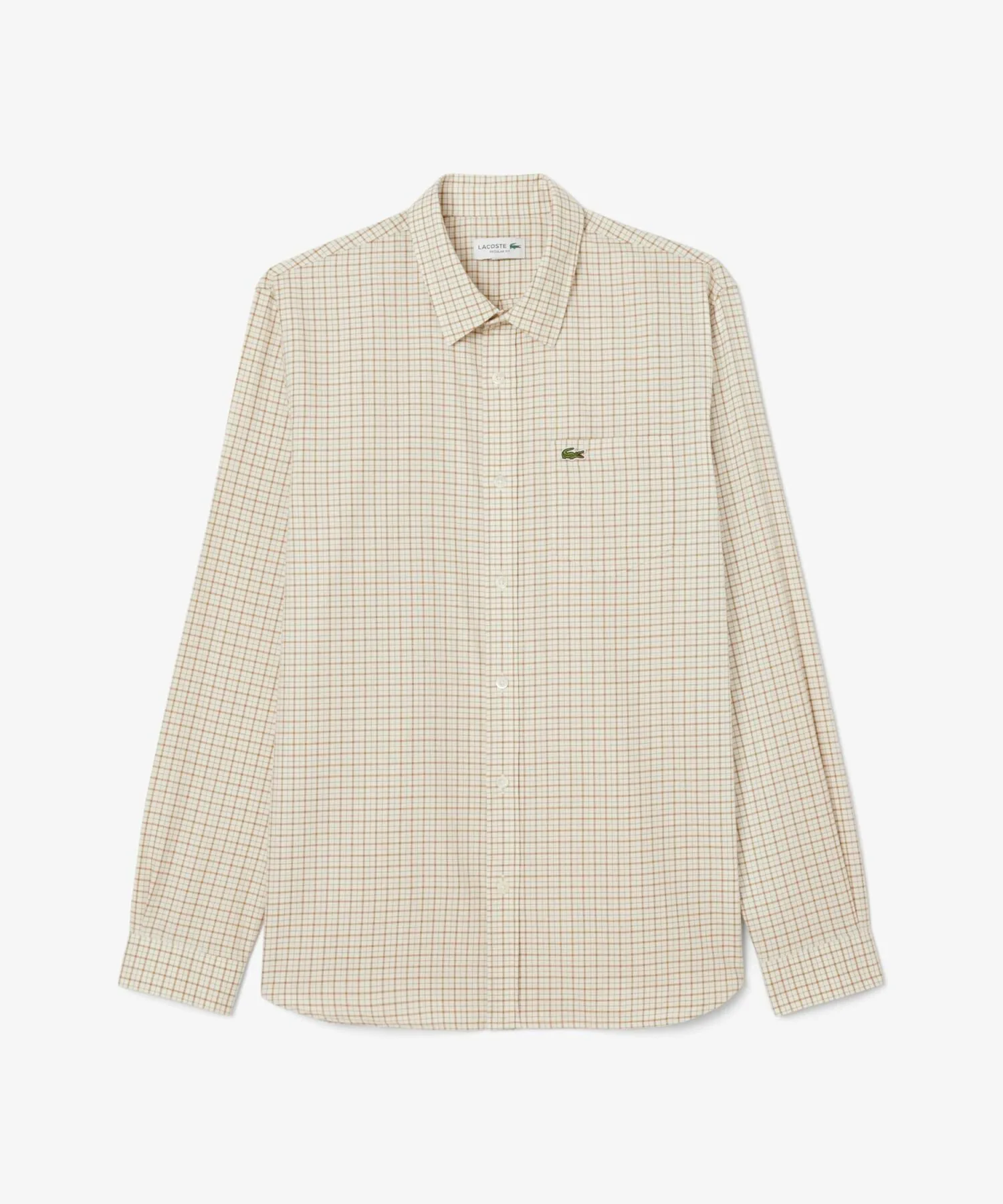 Клетчатая рубашка из органической хлопковой фланели LACOSTE, Beige — фото 4
