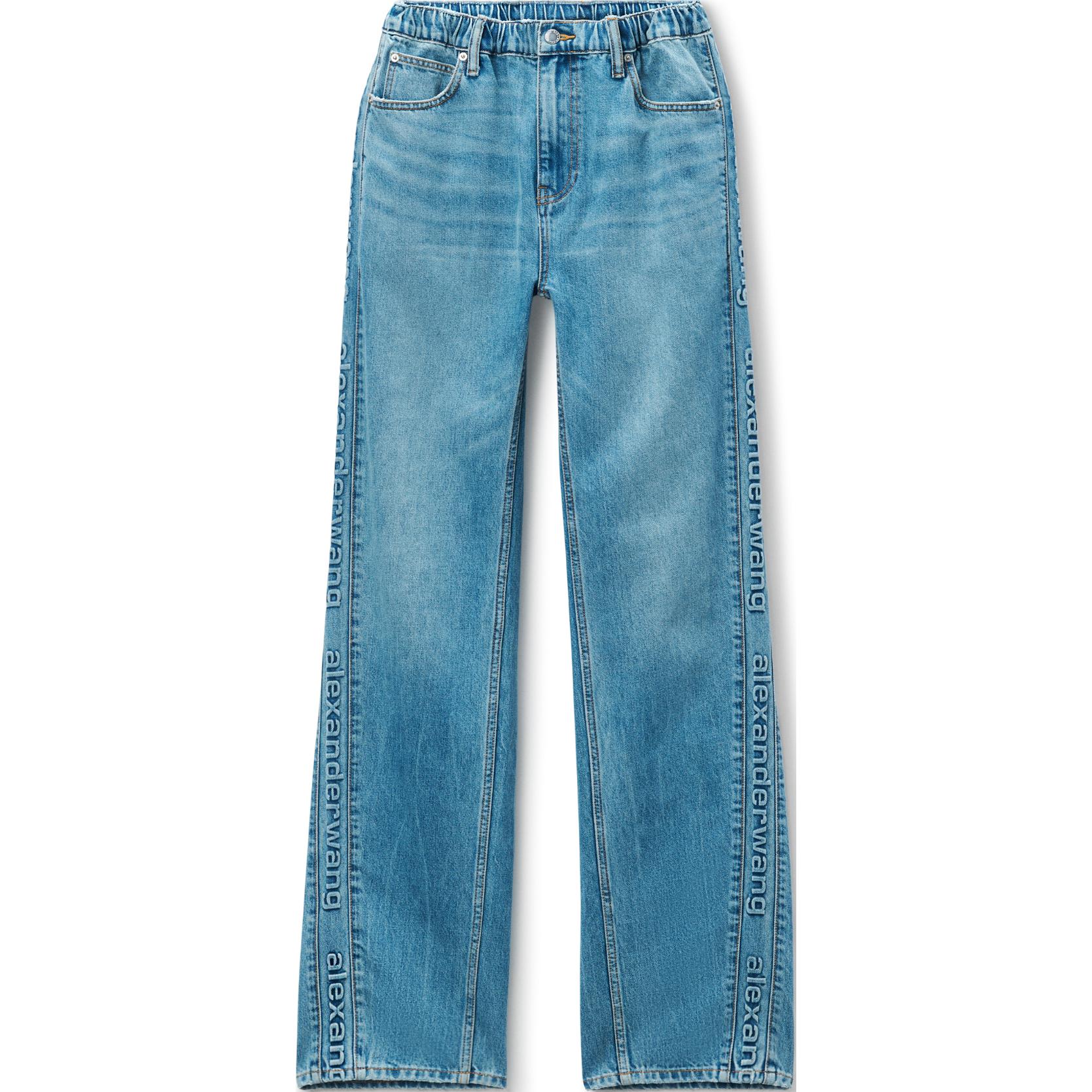 

Джинсы-бананы с тисненым логотипом Alexander Wang, синие