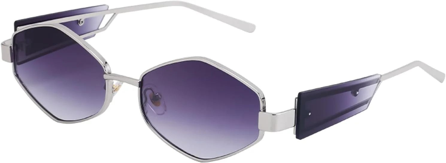 

Модные шестиугольные солнцезащитные очки для женщин, роскошные уникальные многоугольные очки для мужчин, винтажные очки в маленькой оправе TVTBBVV, C5silverdoublegray