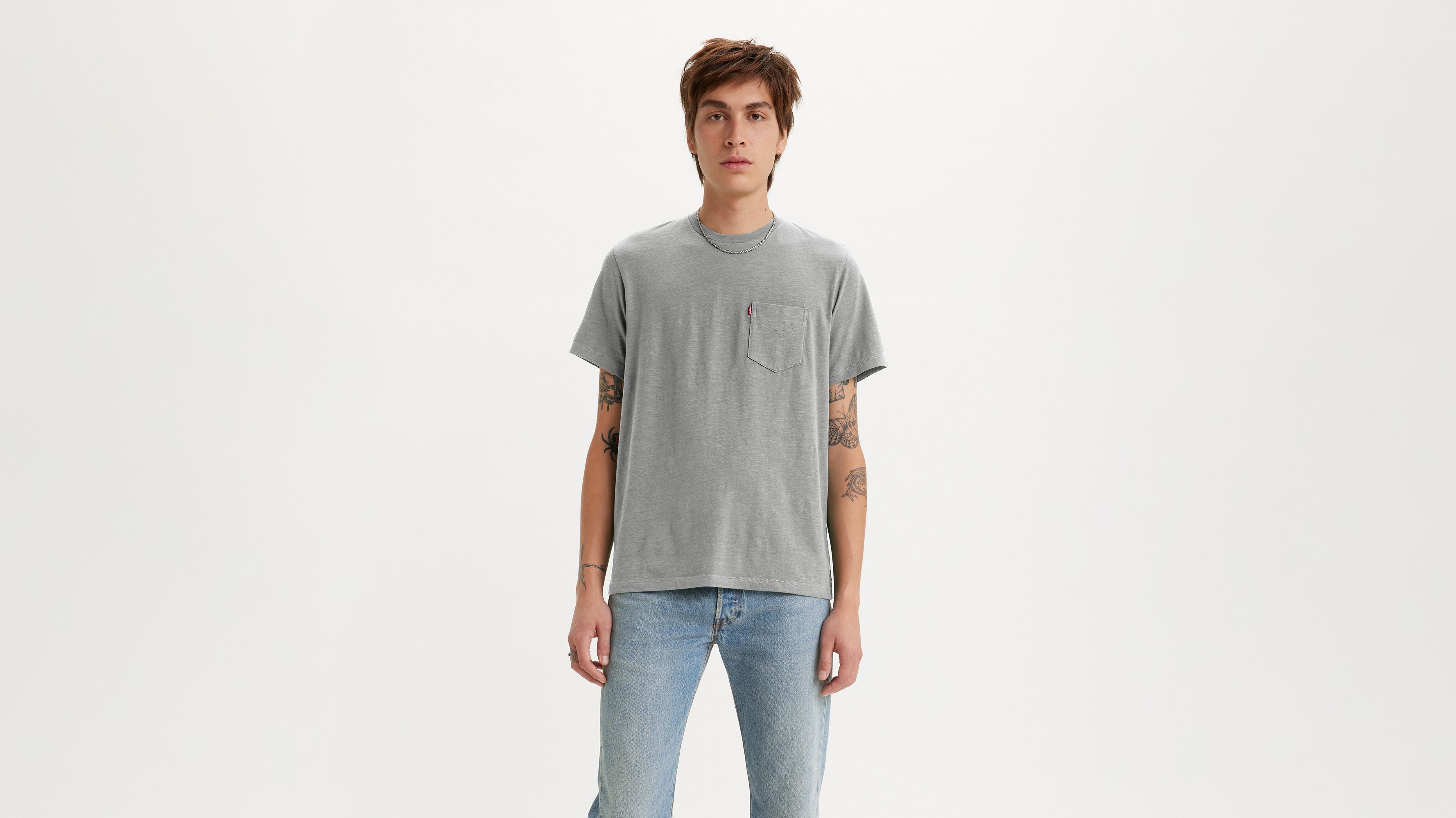 

Футболка с классическим карманом Levi's, цвет Chisel Grey Heather Slub - Grey