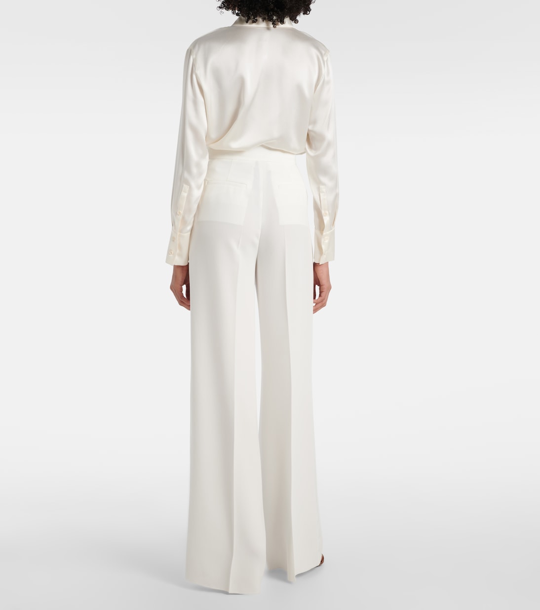 Широкие брюки из кади с высокой талией Abetone Max Mara, Bianco Seta — фото 3