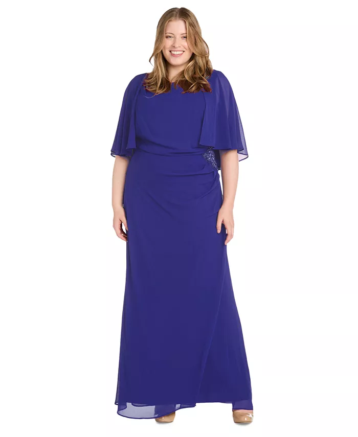 

Платье с накидными рукавами и декорированной талией Plus Size R & M Richards, фиолетовый