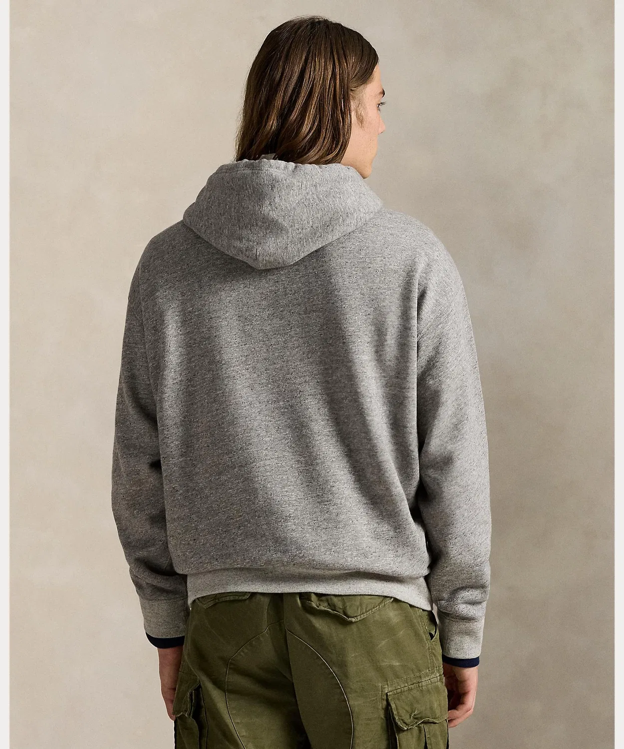 Флисовая худи Big Fit с капюшоном Polo Ralph Lauren, оверсайз, серый — фото 4