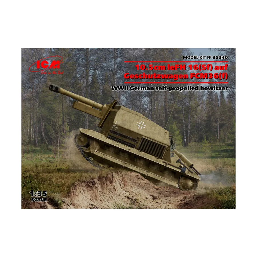 

10,5 см leFH 16(Sf) на Geschutzwagen FCM36 (f), Military Models 1/35 Scale (ICM)