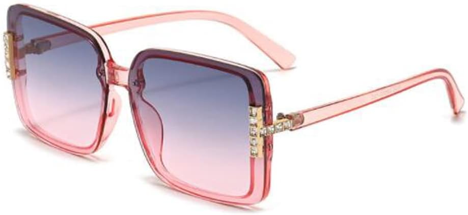 

Прозрачные солнцезащитные очки в форме бриллианта, квадратной формы, с защитой от УФ-излучения, для мужчин и женщин, с крупной оправой Weloveushop, Pink Frame Gray Pink Flakes