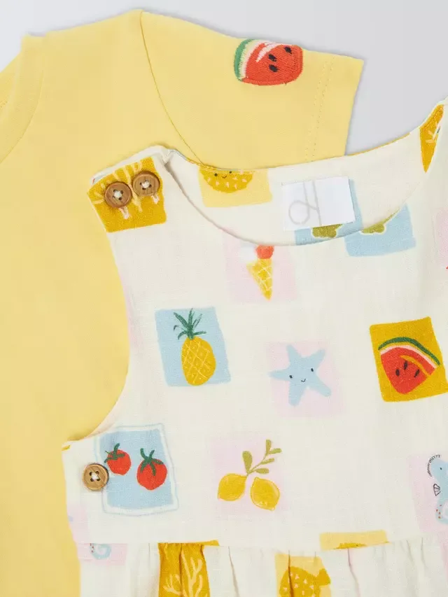 Детский летний комплект Baby Summer Icon: комбинезон и футболка, натуральный цвет John Lewis — фото 3