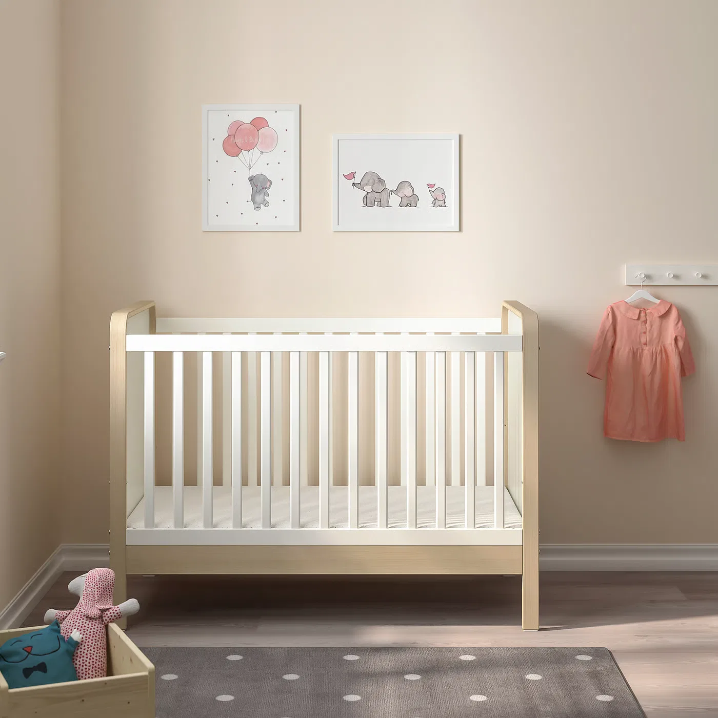 Детская кроватка, березовая/белая, 60x120 см Älskvärd IKEA — фото 3