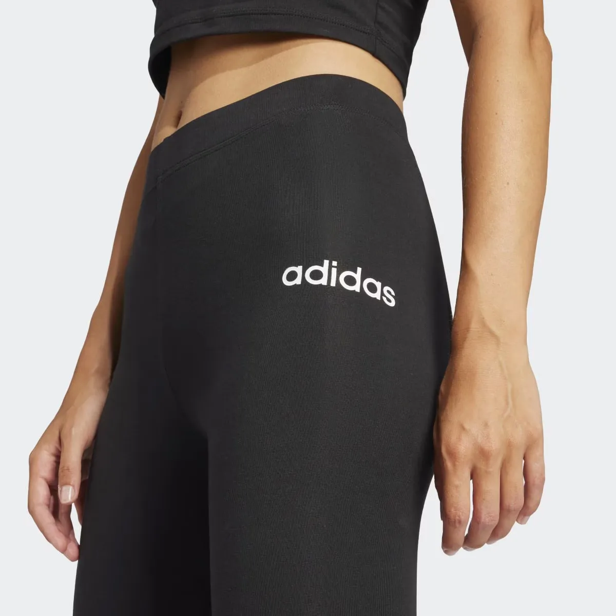 Essentials Линейные хлопковые женские леггинсы Adidas, чёрный — фото 3