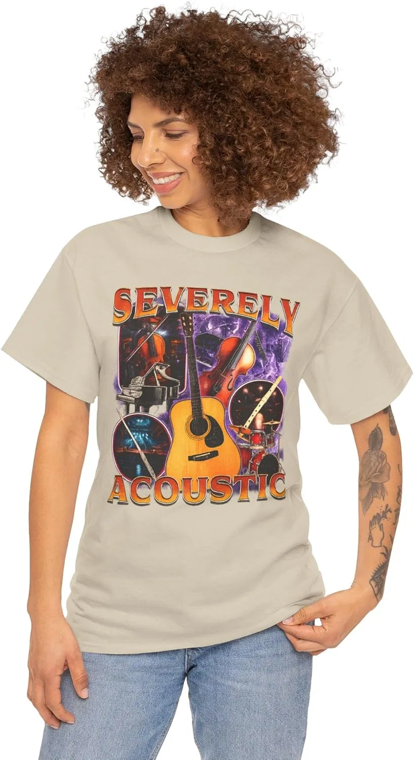 Футболка с принтом "Severely Acoustic Funny Meme Musician", футболка с юмором "Funny Unhinged Autistic" GENERIC, Sand — фото 2