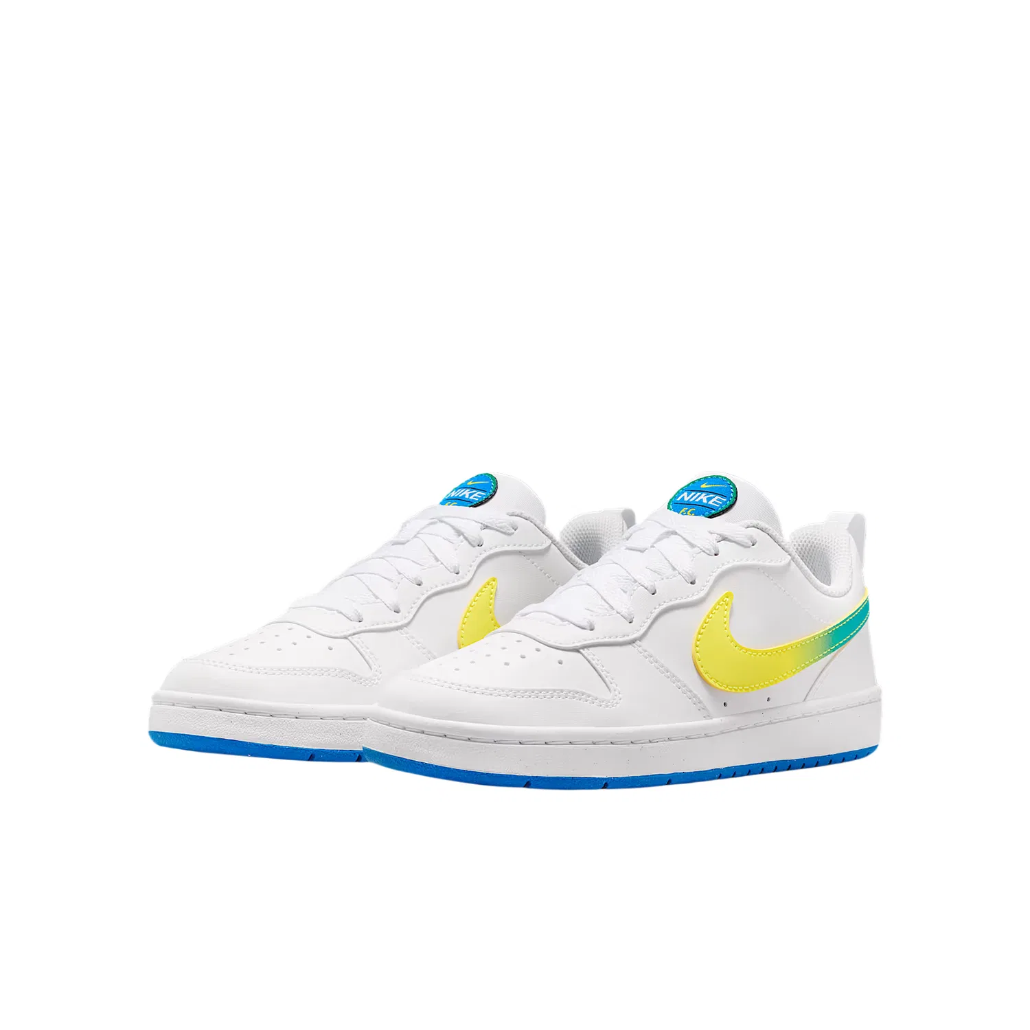Кроссовки для скейтбординга Court Burrow из искусственной кожи, низкие, детские Nike, White/Soaring/Sonic Yellow — фото 3