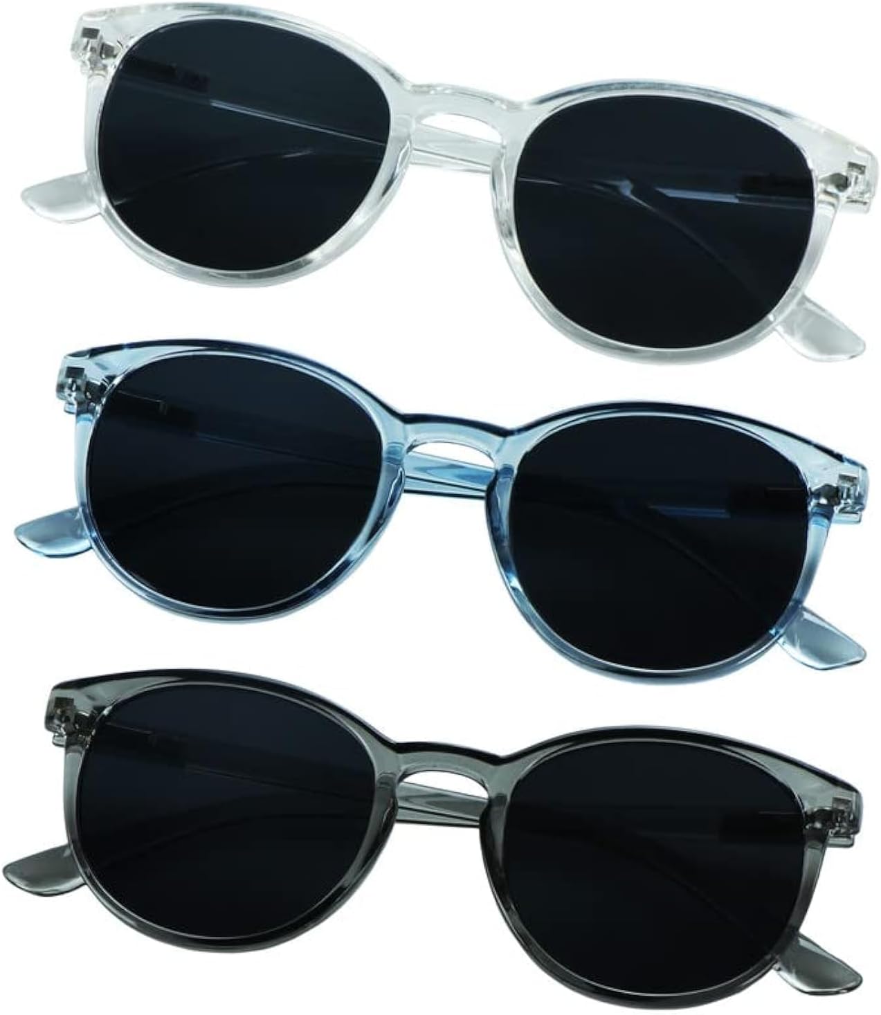 

Солнцезащитные очки YEIN, комплект из 3 пар, для мужчин и женщин, с защитой от УФ-излучения, винтажная квадратная полноразмерная оправа, Muse_clear+clear Blue+clear Gray