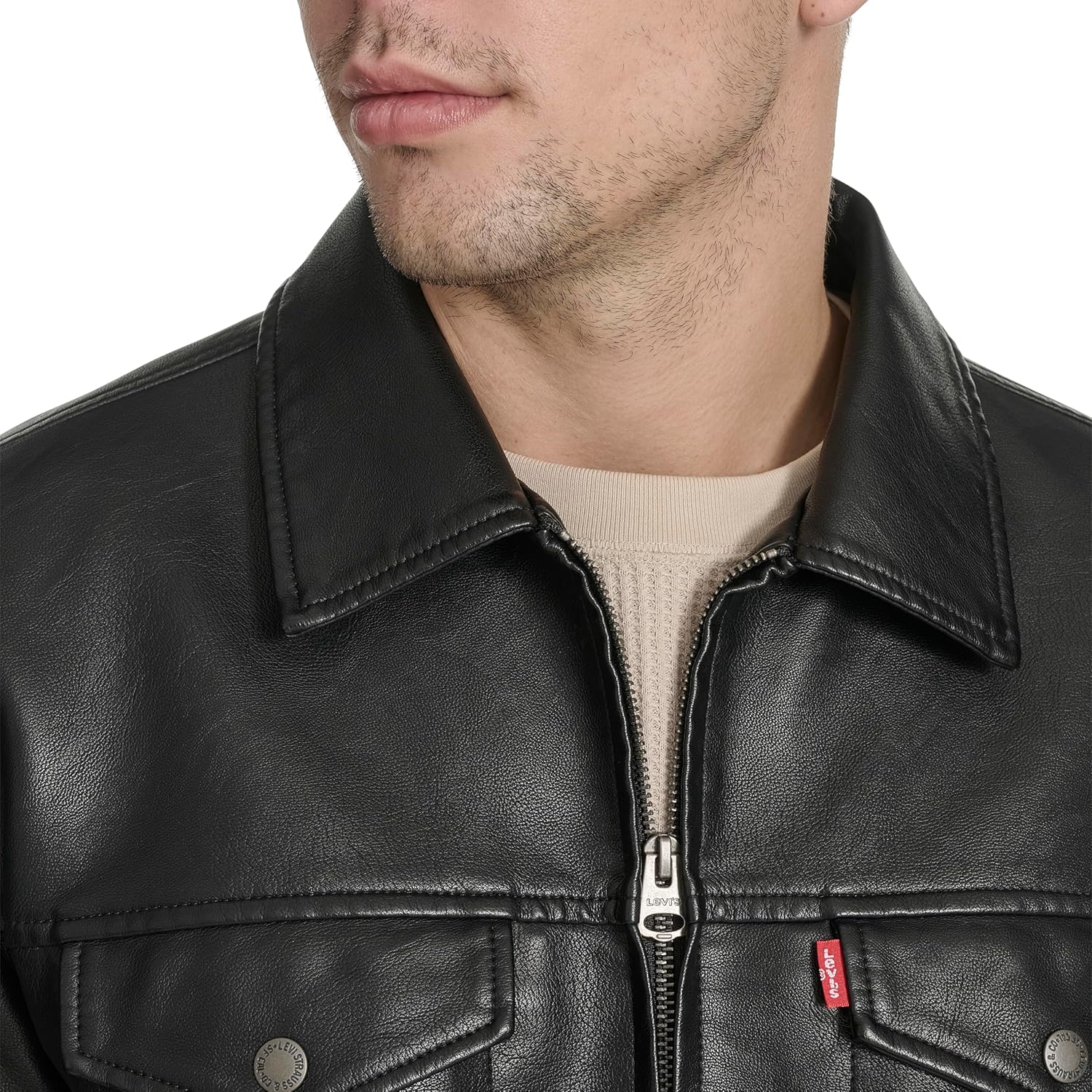Мужская куртка Levi's из искусственной кожи Levi's Modern Trucker Jacket, Black — фото 4