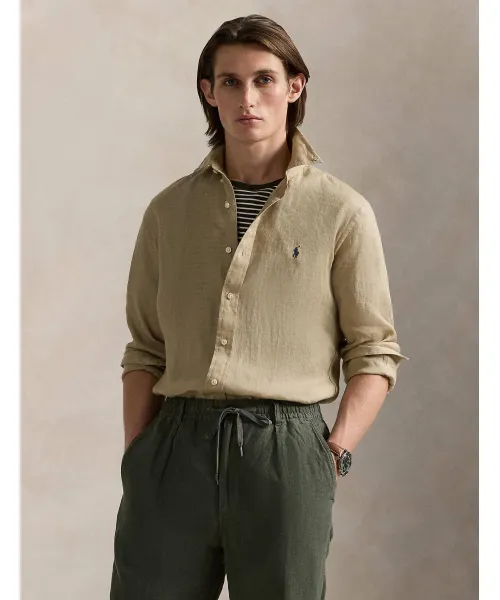 

Льняная рубашка Slim fit Polo Ralph Lauren, бежевый