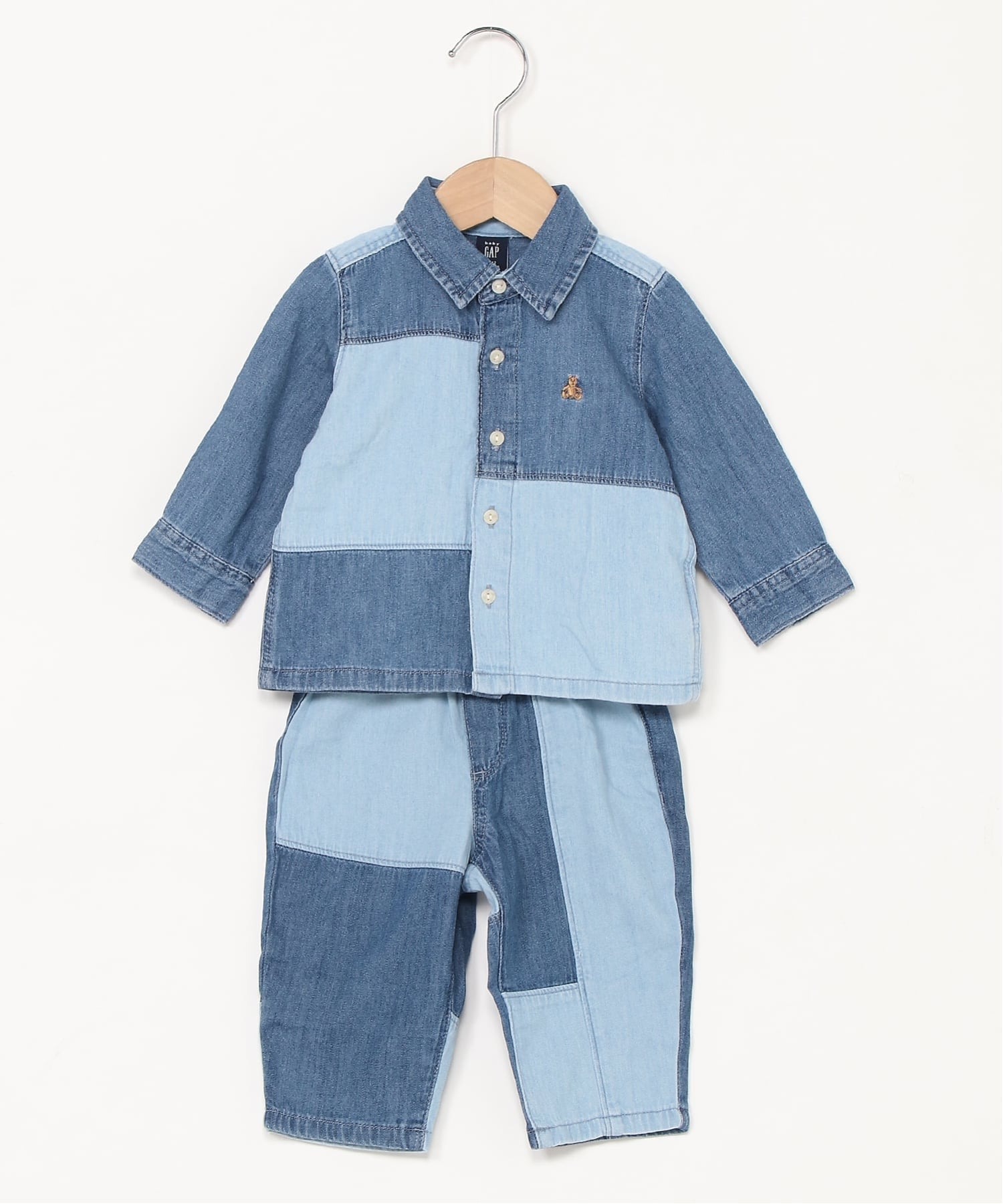 (К) Двухцветный джинсовый комплект одежды (для малышей) GAP, TRUE_INDIGO_COLORBLOCK — фото 3