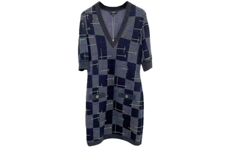 

Платье с короткими рукавами женское синее Chanel