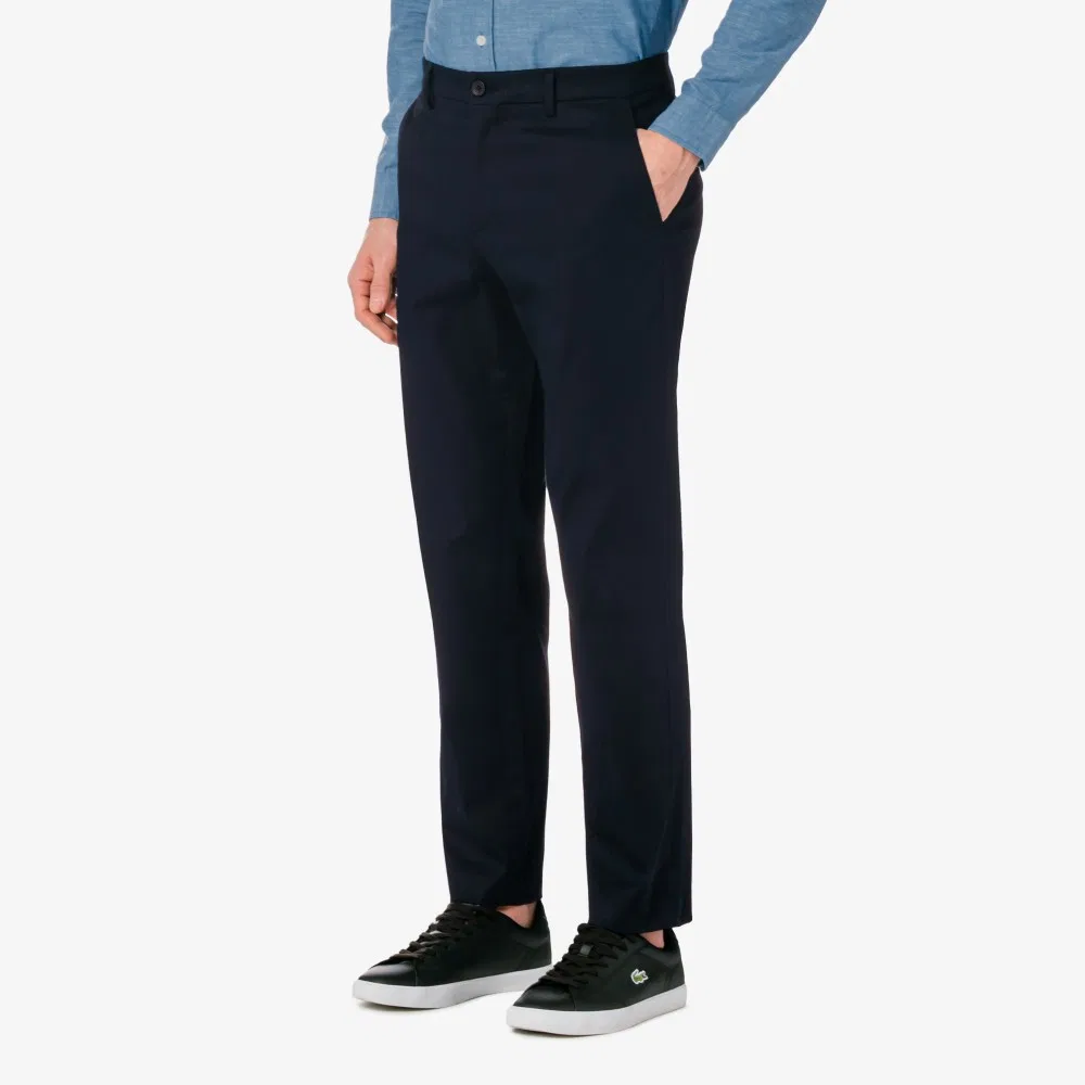Мужские чиносы в рубчик стрейч тёмно-синие от Lacoste — фото 2